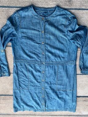 J. Jill denim chambray timeless Parisian cowgirl western long sleeve dress M
